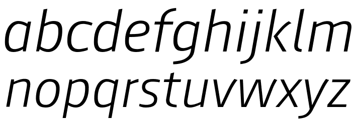 August Sans Reduced 46 Light Italic Font LOWERCASE