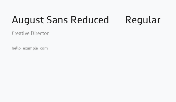August Sans Reduced 55 Regular Business Card