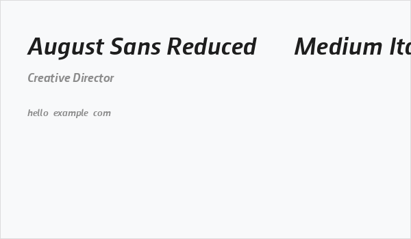 August Sans Reduced 66 Medium Italic Business Card