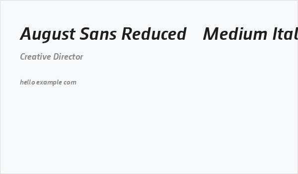 August Sans Reduced 66 Medium Italic Business Card