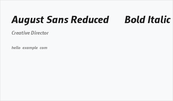 August Sans Reduced 76 Bold Italic Business Card