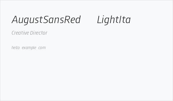 AugustSansRed-46LightIta Business Card