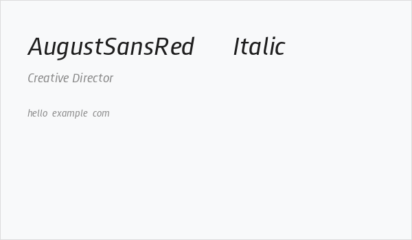 AugustSansRed-56Italic Business Card
