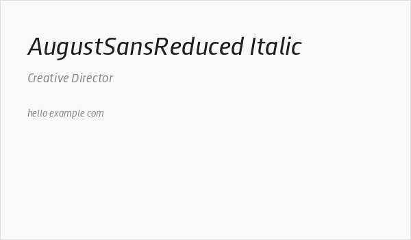 AugustSansReduced-Italic Business Card