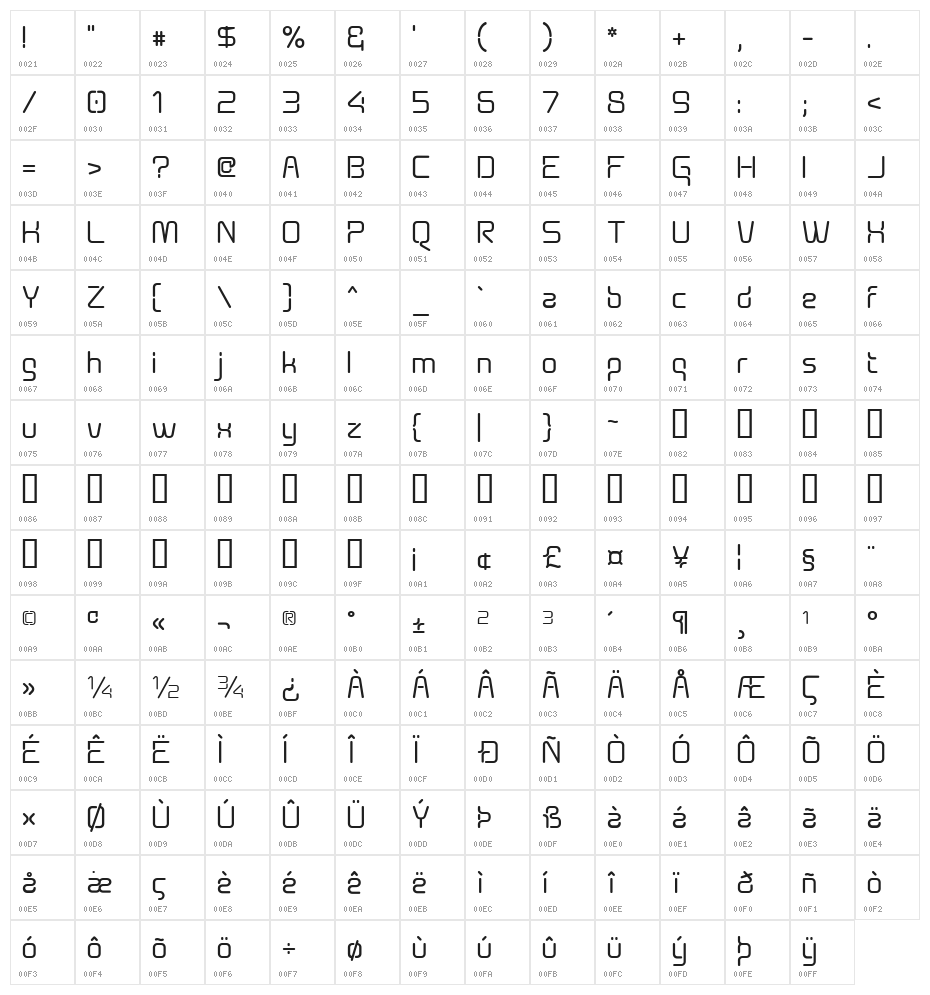 Aunchanted Xspace Bold Character Map