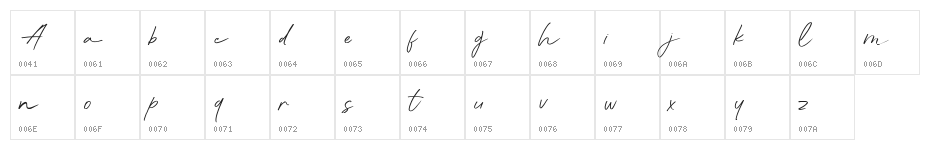 Aunofa Script DEMO Regular Character Map