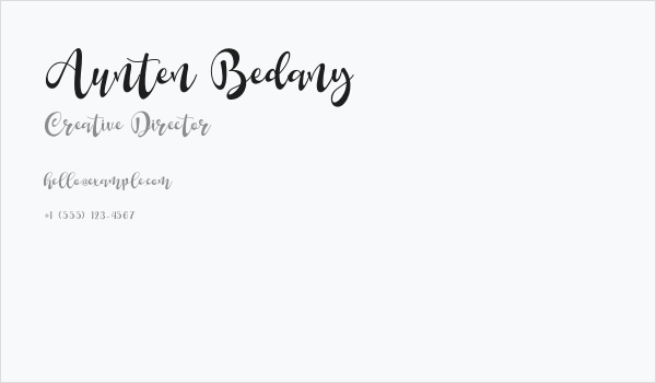 Aunten Bedany Business Card