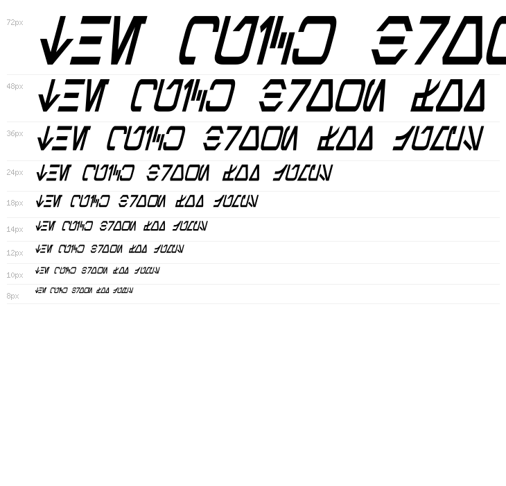 Aurebesh Condensed Bold Italic Waterfall