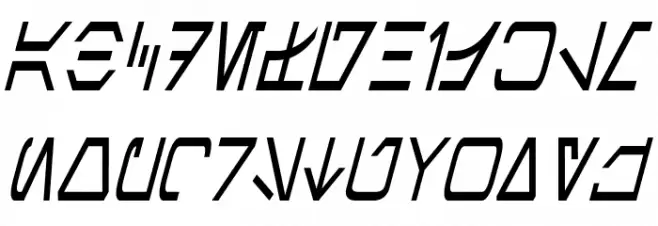 Aurebesh Condensed Italic फ़ॉन्ट लोअरकेस