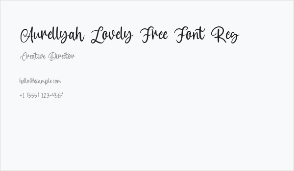 Aurellyah Lovely Free Font Reg Business Card
