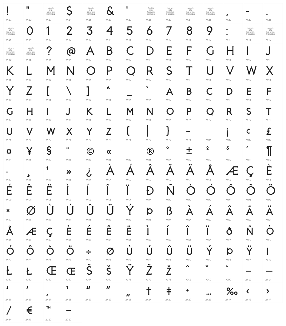 Ausion Personal Use ExtraCAPS Character Map