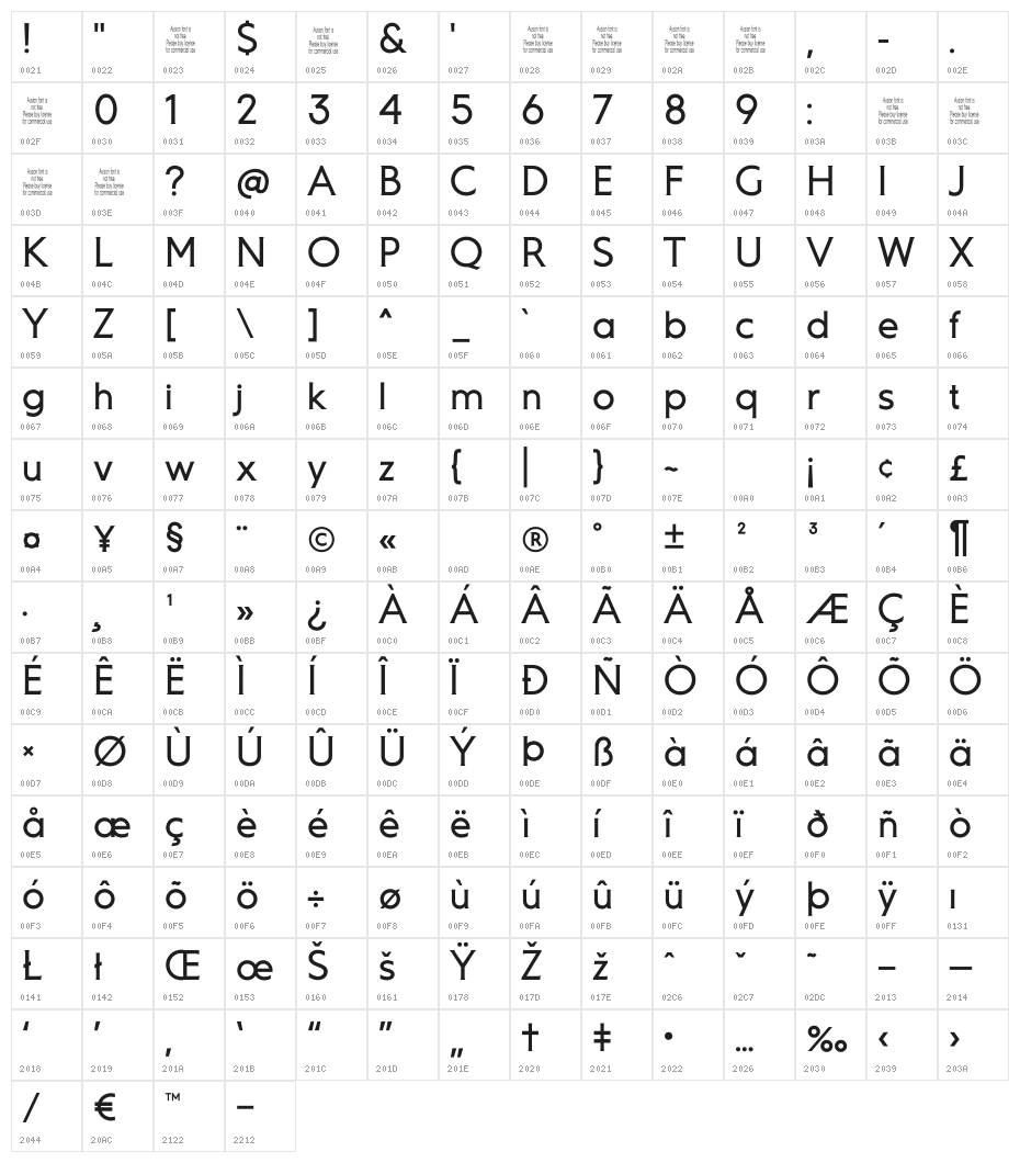 Ausion Personal Use Extra Character Map