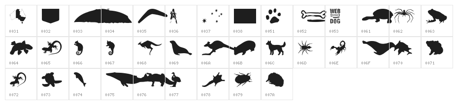 AussieIcons Character Map