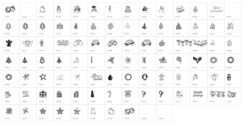 Austie Bost Christmas Doodles Character Map