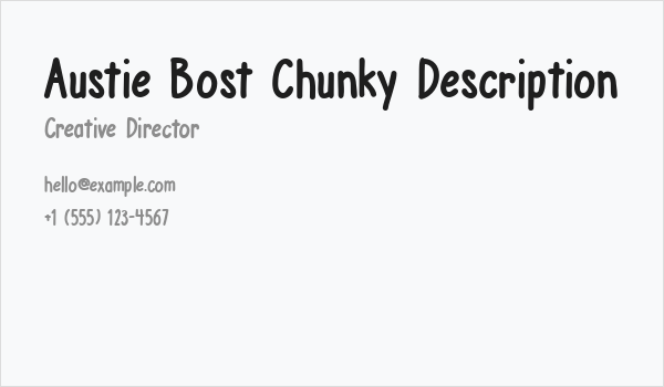 Austie Bost Chunky Description Business Card
