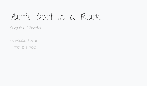 Austie Bost In a Rush Business Card