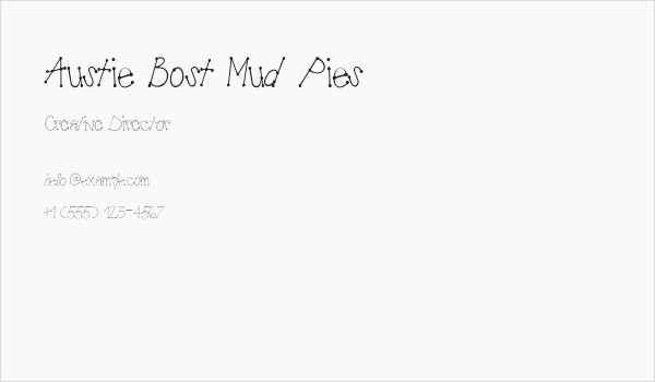 Austie Bost Mud Pies Business Card