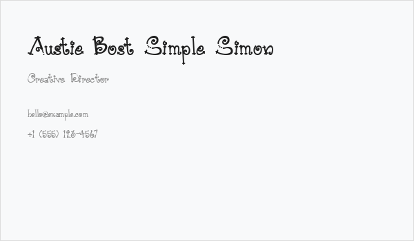 Austie Bost Simple Simon Business Card