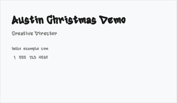 Austin Christmas Demo Business Card