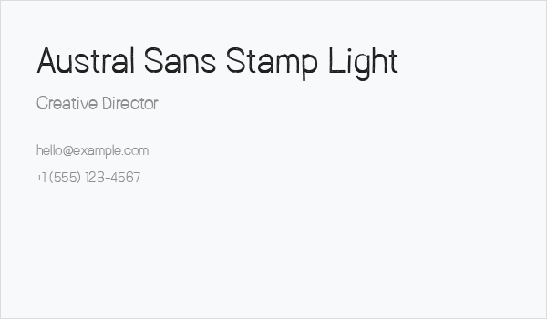 Austral Sans Stamp Light Business Card