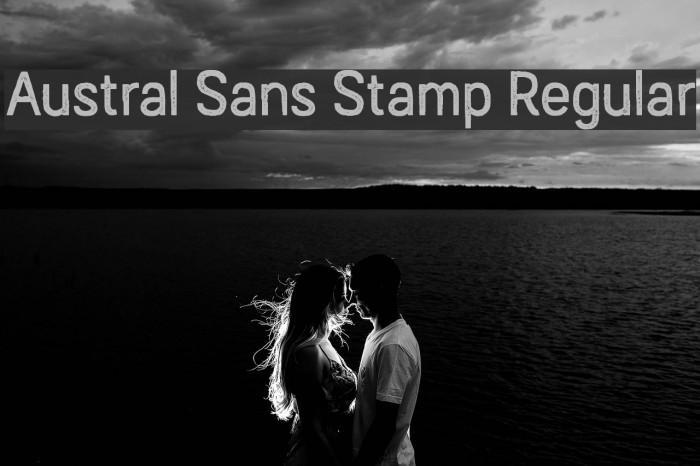 Austral Sans Stamp Regular Шрифта examples