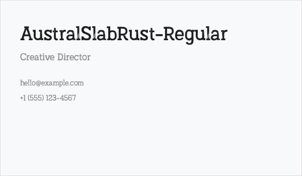 AustralSlabRust-Regular Business Card