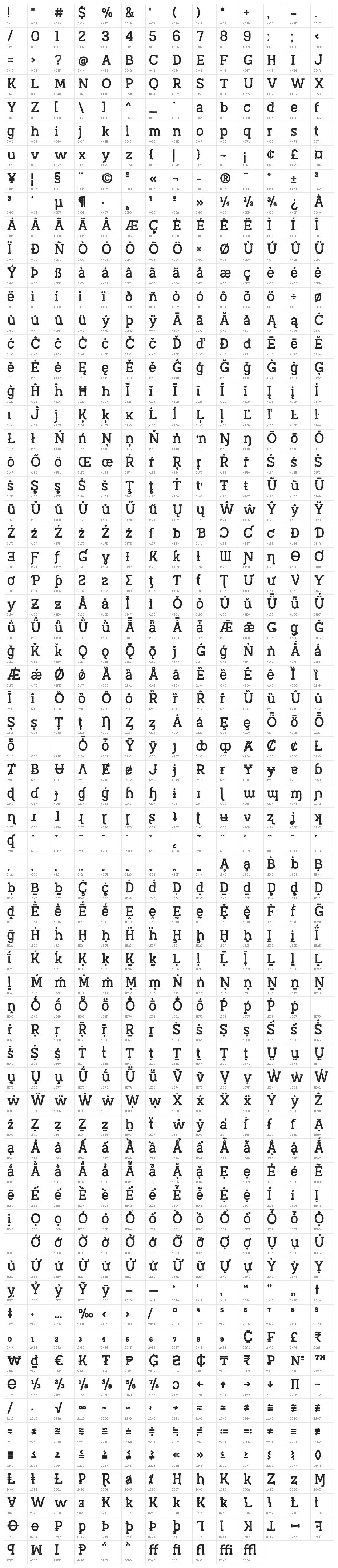 AustralSlabStamp-Regular Character Map