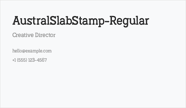 AustralSlabStamp-Regular Business Card