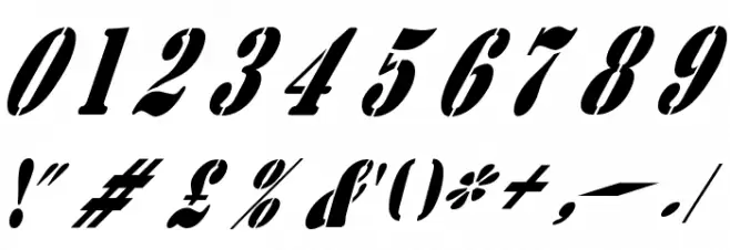 AustralianFlyingCorpsStencilB Font OTHER CHARS