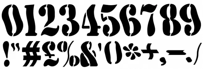 AustralianFlyingCorpsStencilF Font OTHER CHARS