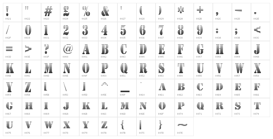 AustralianFlyingCorpsStencilL Character Map