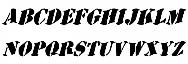 AustralianFlyingCorpsStencilSB Schriftart Kleinbuchstaben