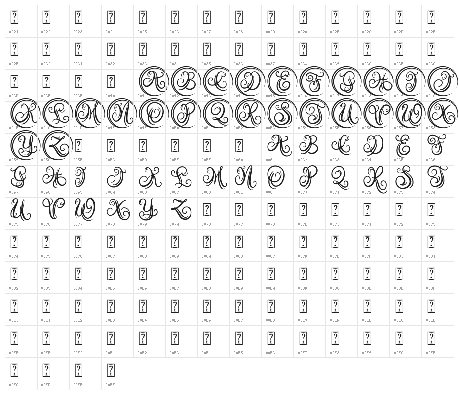 Austy Monogram Character Map