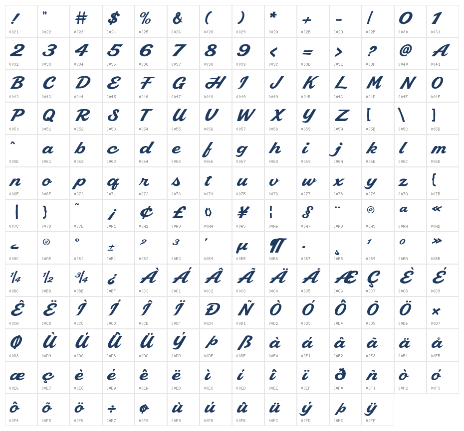 Authentic Declaration Character Map