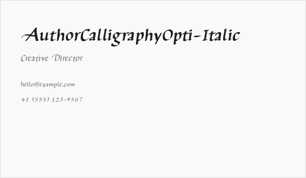 AuthorCalligraphyOpti-Italic Business Card