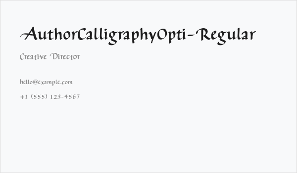 AuthorCalligraphyOpti-Regular Business Card