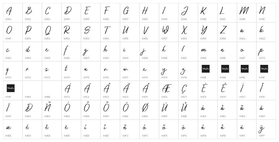 Authorized Signature Regular Character Map