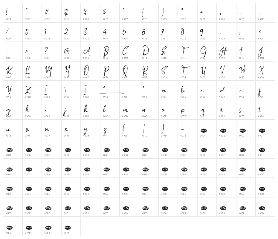 Authorized_Signature Character Map