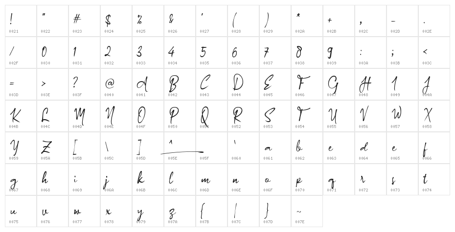 Authorized_Signature Character Map