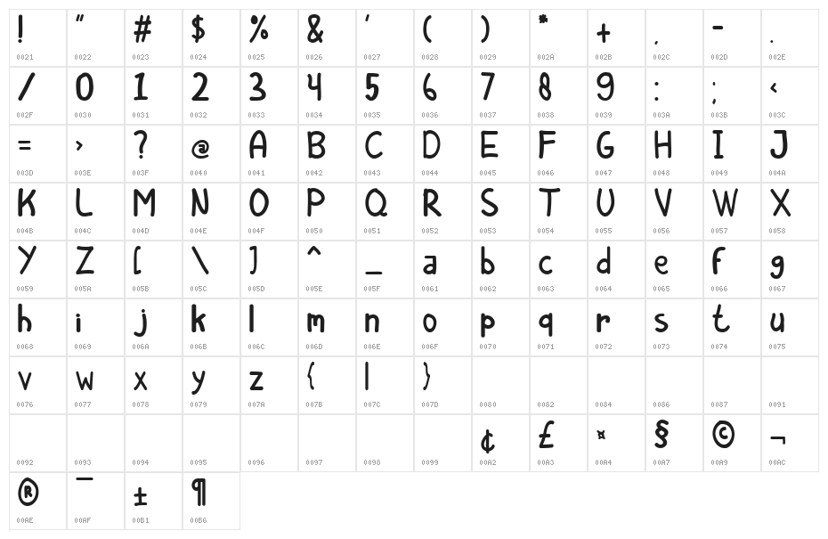 Autisem For Personal Use Reg Character Map