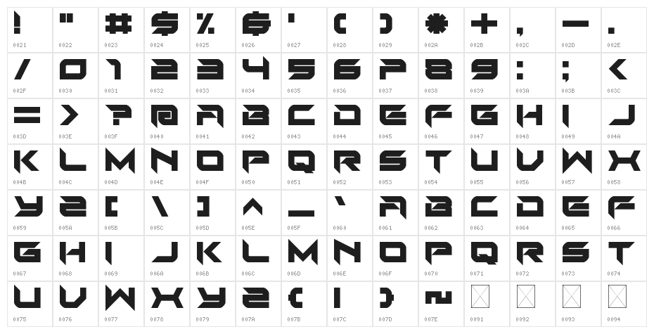 Auto Swag Regular Character Map