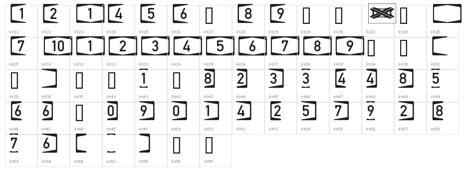 Autobahnen invers Character Map