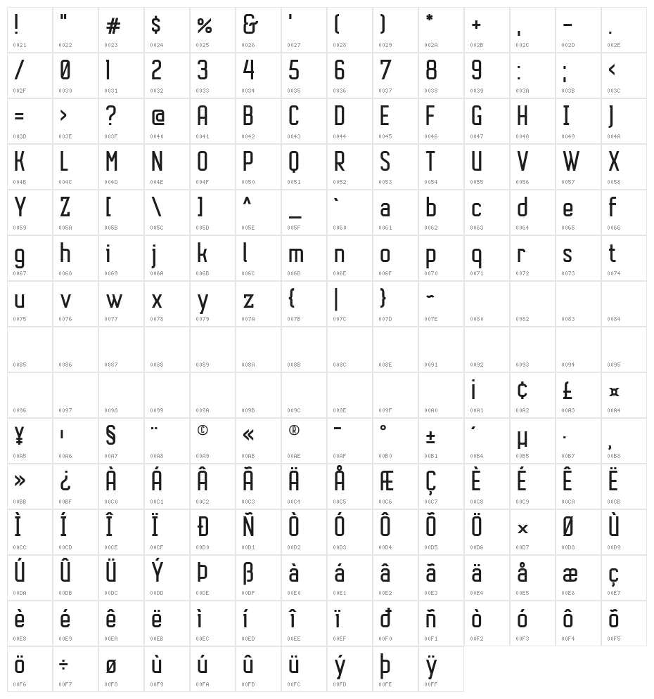 AutobusBold Character Map