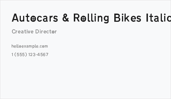 Autocars & Rolling Bikes Italic Business Card