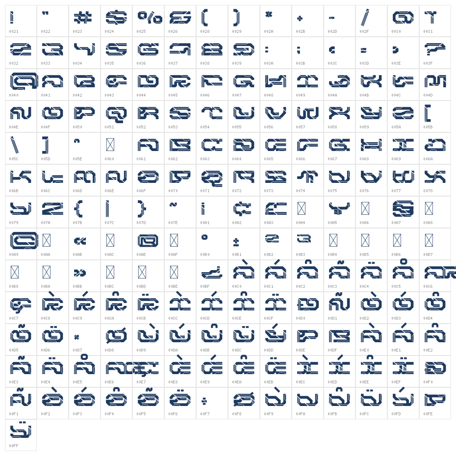 Autocron Character Map