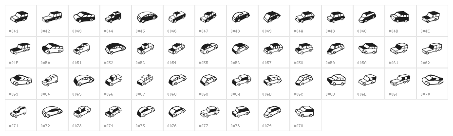 Automobiles Regular Character Map