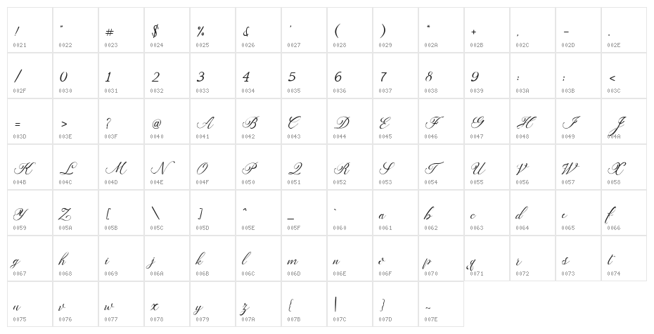 Auttan-Regular Character Map