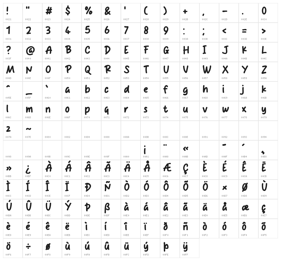 Autum Bright Character Map