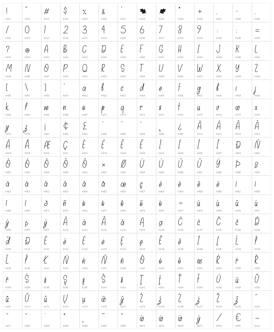 Autumn Days - Personal Use Regular Character Map
