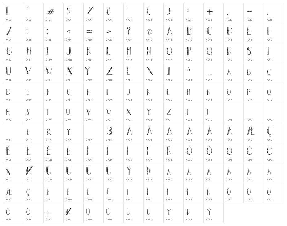 Autumn Leaves Regular Character Map